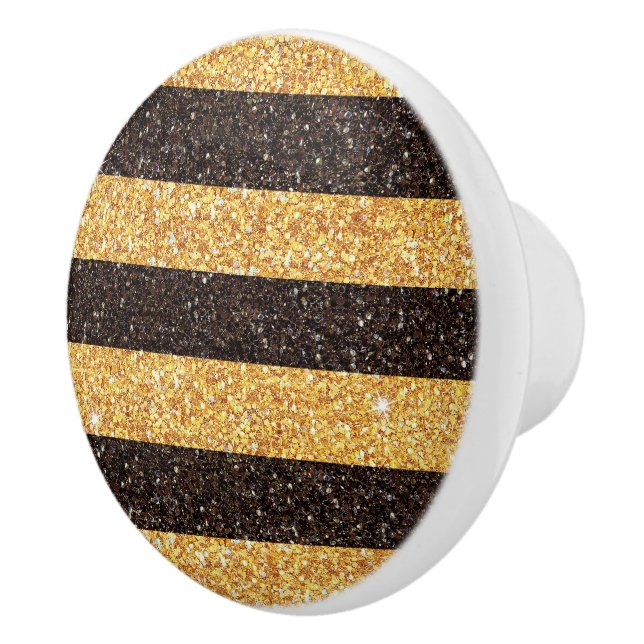 Modern Brown Gold Glitzer Bumblebestreifen Keramikknauf (Rechts)