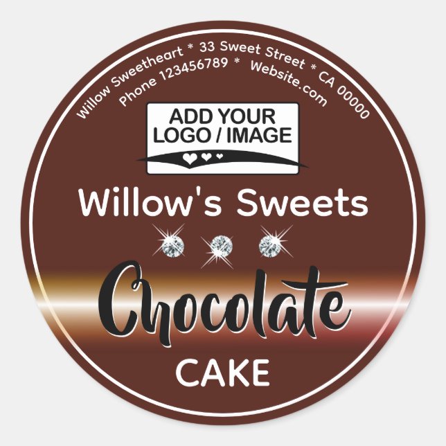 Modern Brown Kristall Cupcake Cake Konditorei Runder Aufkleber (Vorderseite)