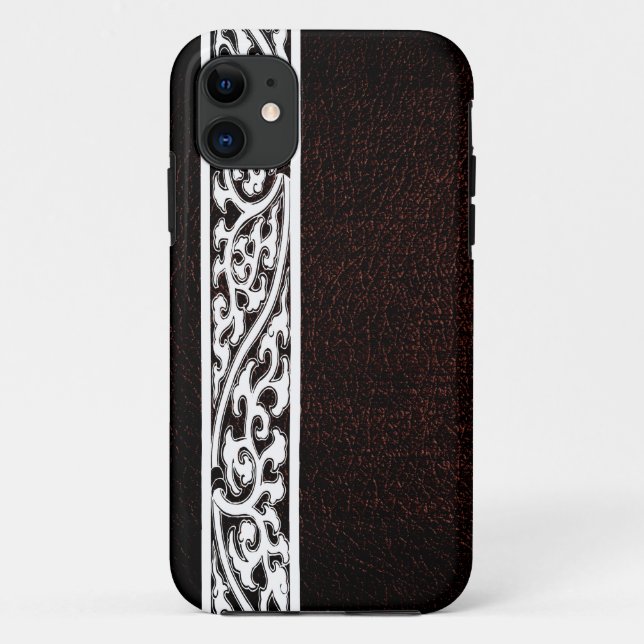 Modern Brown Leather Case-Mate iPhone Hülle (Rückseite)