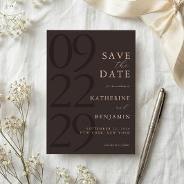 Modern Brown Minimalist Wedding Save The Date