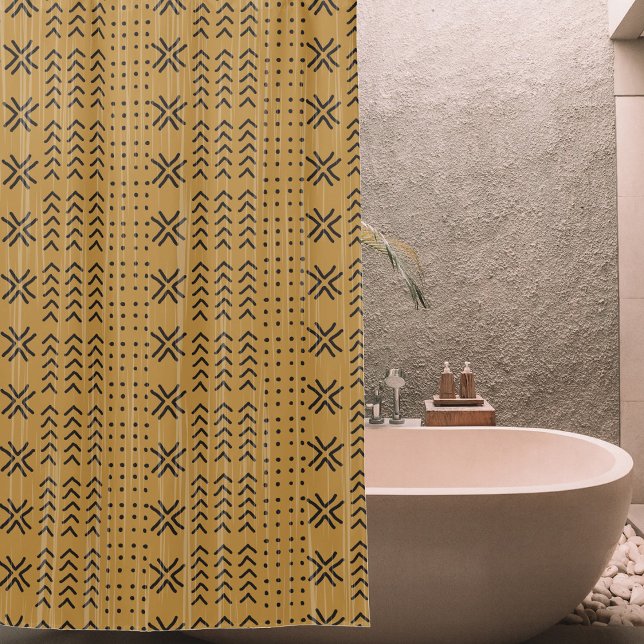 Modern Brown Mudcloth African Pattern Duschvorhang (Von Creator hochgeladen)