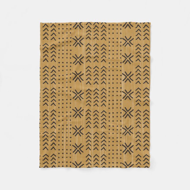 Modern Brown Mudcloth African Pattern Fleecedecke (Vorderseite)