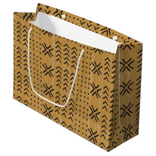 Modern Brown Mudcloth African Pattern Große Geschenktüte