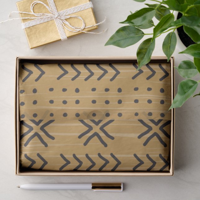 Modern Brown Mudcloth African Pattern Seidenpapier (Geschenk)