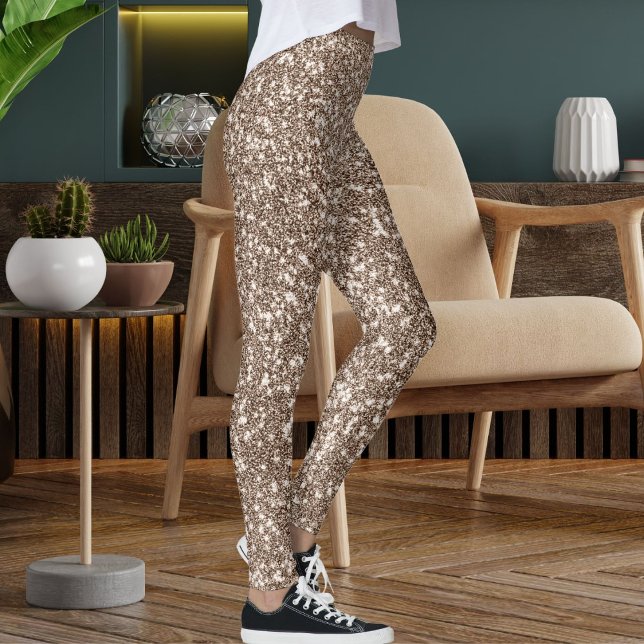 Modern Brown Tan Glitzer Textur Nahtloses Muster Leggings (Von Creator hochgeladen)