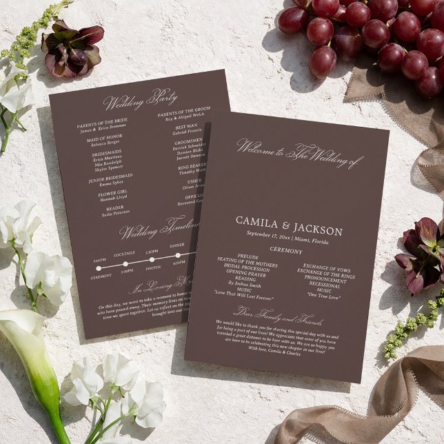  Modern Brown Wedding Flat Program Einladung (Von Creator hochgeladen)