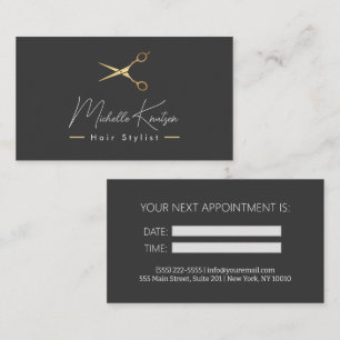 Modern Brown white Hairstylist Termin Card Visitenkarte