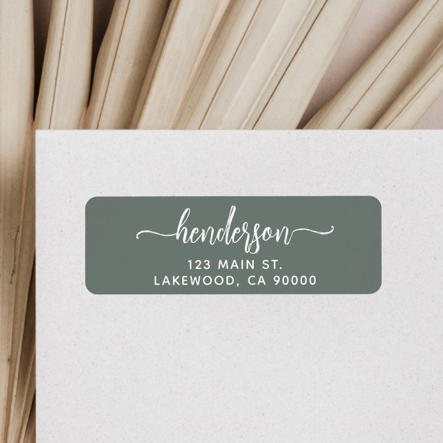 Modern Brush Handwritten Green Return Address (Von Creator hochgeladen)