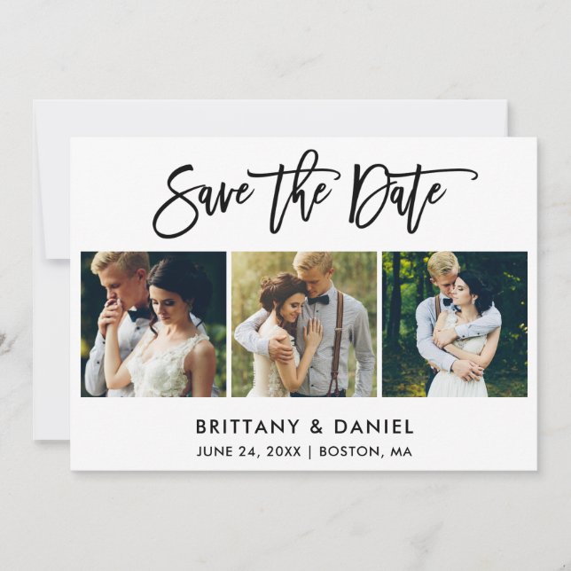 Modern Brush Script 3 Foto Save The Date (Vorderseite)