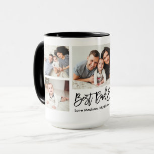 Modern Brush Script 5 Foto Bester Vater je Tasse
