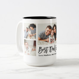 Modern Brush Script 5 Foto Bester Vater je Zweifarbige Tasse