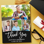 Modern Brush Script Abschluss 4 Foto Vielen Dank Postkarte<br><div class="desc">Modernes Pinselskript 4 Foto Abschluss Danke Postcard</div>
