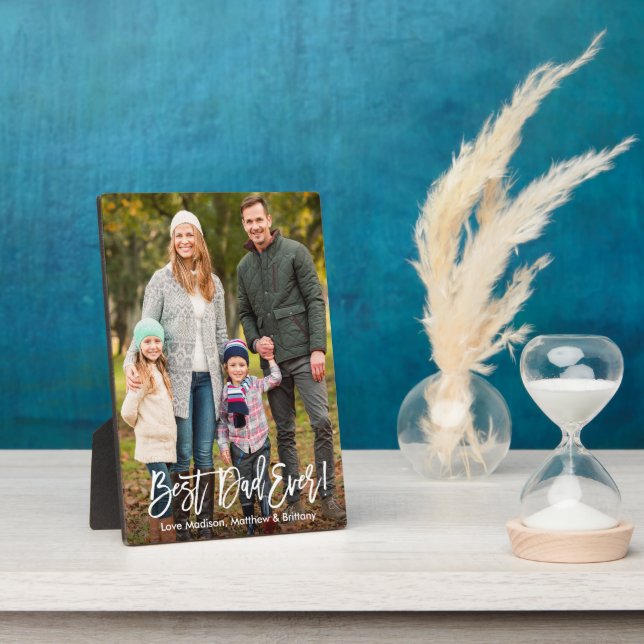Modern Brush Script Best Vater Ever 12x18 Foto Pla Fotoplatte (Seite)