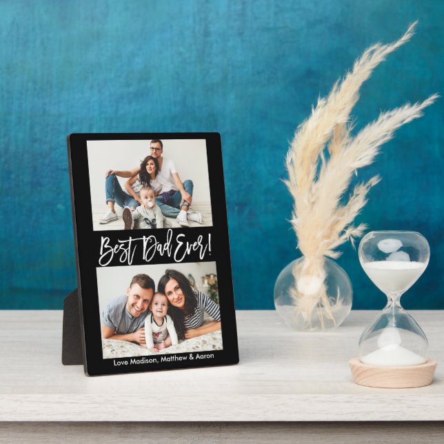Modern Brush Script Bester Vater 2 Fotos Fotoplatte (Seite)