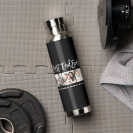 Modern Brush Script Bester Vater je 3 Foto Trinkflasche