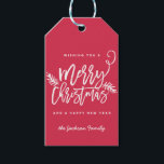 Modern Brush Script Bright Christmas Geschenk Tag  Geschenkanhänger<br><div class="desc">Machen Sie eine atemberaubende Aussage in dieser Urlaubssaison mit diesem stilvollen personalisierten Hängeschild mit "Frohe Weihnachten" in einem Pinsel-Script-Schriftart. Verwenden Sie die Schaltfläche Anpassen für erweiterte Bearbeitungsoptionen. Für weitere Stücke in diesem Design kaufen Sie unseren Online-Shop!</div>