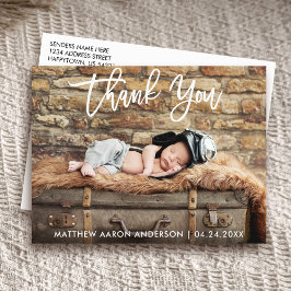 Modern Brush Script Danke Neue Baby Postcard W Postkarte