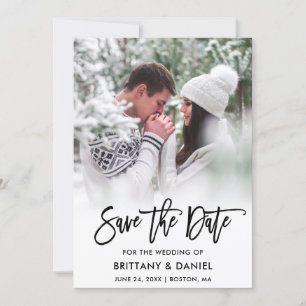 Modern Brush Script Foto Save the Date Karte B