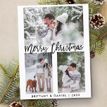 Modern Brush Script Frohe Weihnachten Foto Postkarte<br><div class="desc">Modern Brush Script Frohe Weihnachten Foto Postkarte</div>