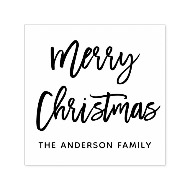 Modern Brush Script Frohe Weihnachten Platz Permastempel (Design)