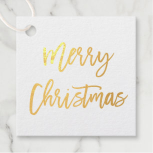 Modern Brush Script Gold Frohe Weihnachten Platz Geschenkanhänger