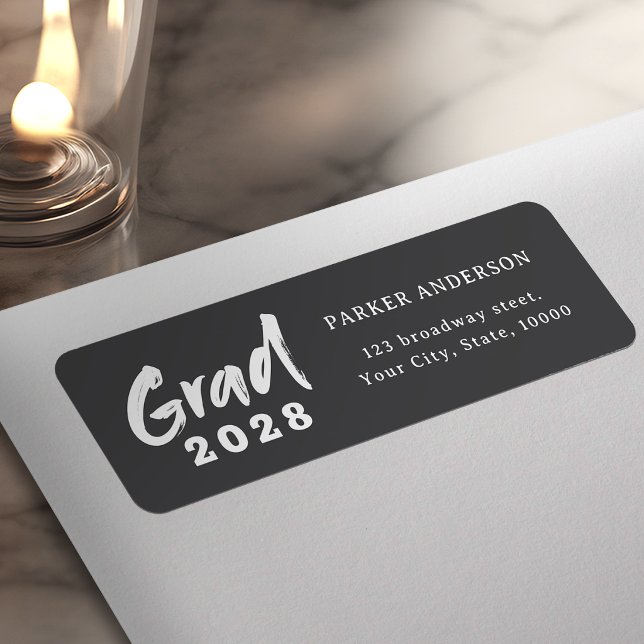 Modern Brush Script Graduation Return Address (Modern Brush Script Graduation Return Address Label)