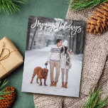 Modern Brush Script Happy Holidays Foto Postkarte<br><div class="desc">Modern Brush Script Happy Holidays Foto Postkarte</div>