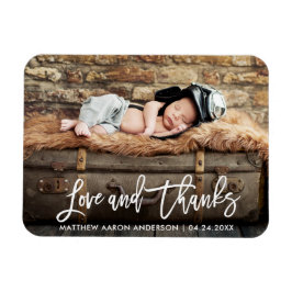 Modern Brush Script Neue Baby Liebe und Danke was Magnet