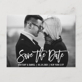 Modern Brush Script Trendy Save the Date Foto Postkarte