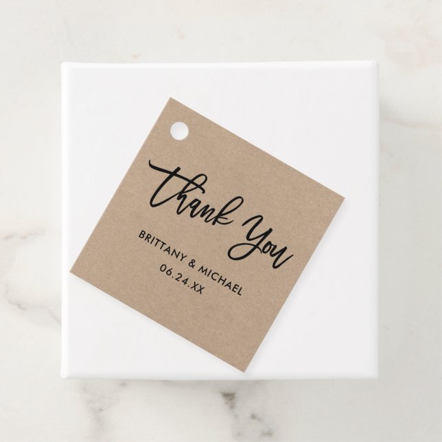 Modern Brush Script Wedding Danke Kraft Geschenkanhänger (Beispiel)