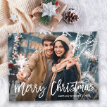 Modern Brush Script Weihnachts-Star-Foto Postkarte<br><div class="desc">Modern Brush Script Frohe Weihnachts Star Foto Postcard</div>