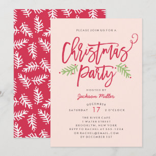 Modern Brush Script Weihnachtsfeier Blush Einladung