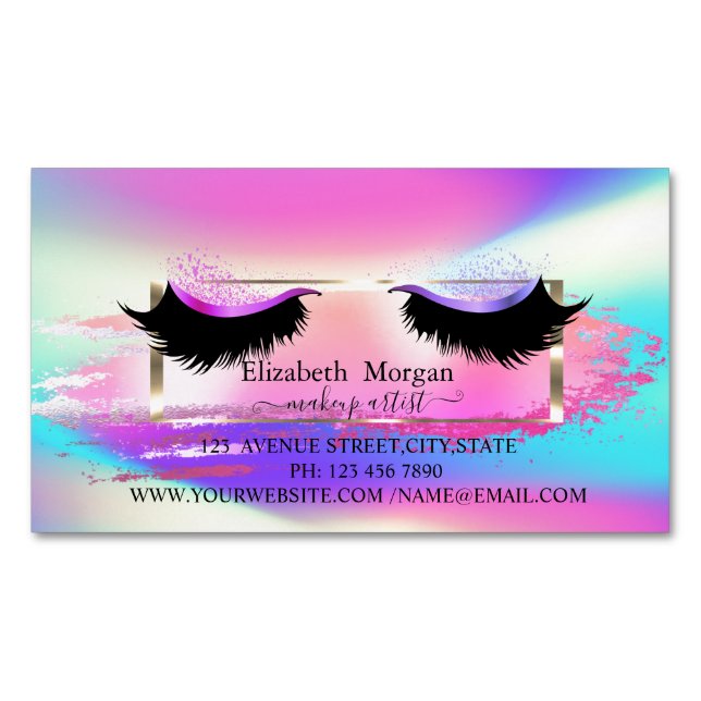 Modern Brush Stroke, Frame Holographic Imitats Las Magnetische Visitenkarte (Vorderseite)