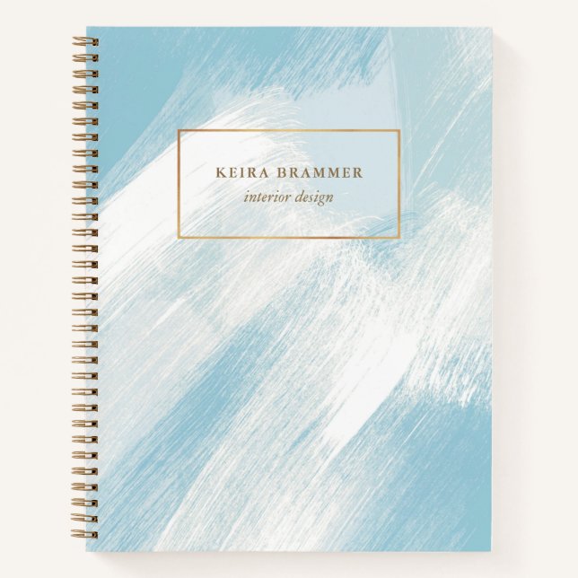 Modern Brush Strokes Blue Aqua Notizbuch (Vorderseite)