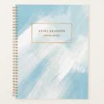 Modern Brush Strokes Blue Aqua Planer<br><div class="desc">Dieses stilvolle,  personalisierte Planerheft verfügt über moderne Pinselstriche in hellblau / aqua und weiß. Einfach mit Ihrem eigenen Text für jeden Gebrauch anpassen! Für Design- oder Produktanfragen kontaktieren Sie mich (Tracey) unter orabellaprints@outlook.com.</div>