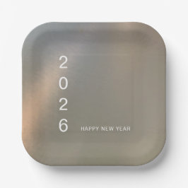 Modern Brushed Metal Custom Happy New Year Party Pappteller