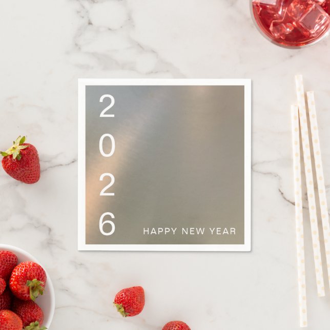 Modern Brushed Metal Custom Happy New Year Party Serviette (Beispiel)