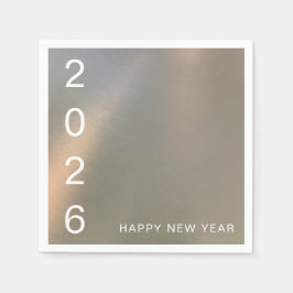 Modern Brushed Metal Custom Happy New Year Party Serviette
