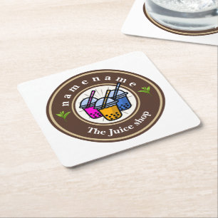 Modern Bubble Tee Milchladen Café Café Rechteckiger Pappuntersetzer