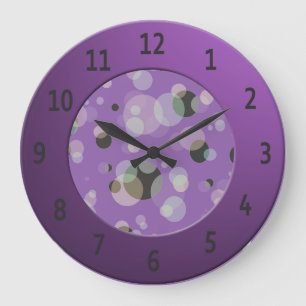 Modern Bubbles with Shiny Purple Digits Circle Große Wanduhr
