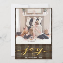 Modern Buffalo Kariert Elegantes Script JOY Einfac Feiertagskarte