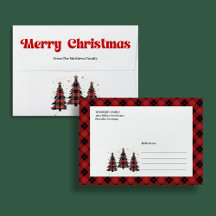 Modern buffalo plaid envelope Christmas custom
