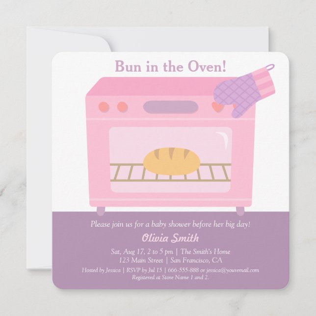 Modern Bun in the Oven Baby Shower Einladungen (Vorderseite)