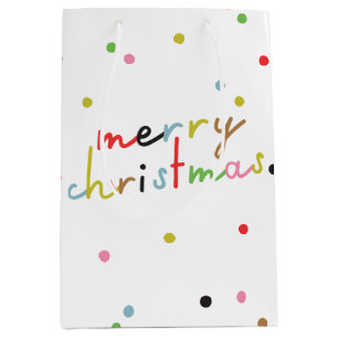 modern bunt Retro polka dot MERRY CHRISTMAS Mittlere Geschenktüte