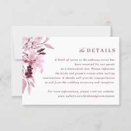 Modern Burgund Blush Wasserfarbe Blumendetails Einladung