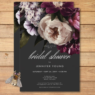 Modern Burgund Cream Peonies Floral Brautparty Einladung