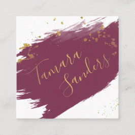 Modern Burgund Gold Paint Strokes - Visitenkarte