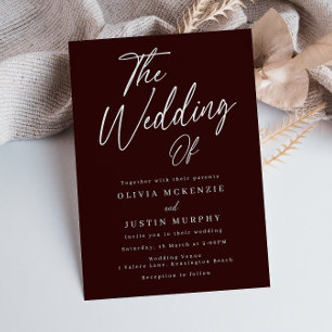 Modern Burgund Maroon Elegante Hochzeit Einladung