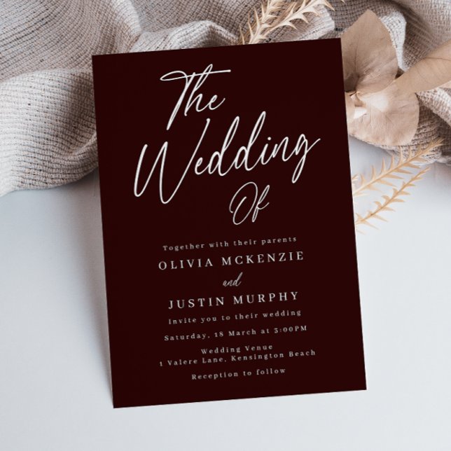 Modern Burgund Maroon Elegante Hochzeit Einladung (Von Creator hochgeladen)
