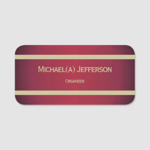 Modern Burgund Red and Gold: Eleganter Name & Tite Namensschild